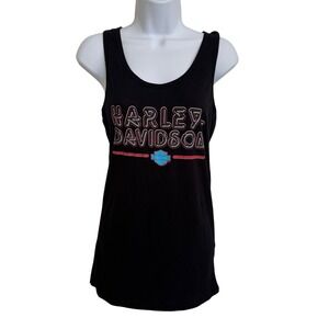Harley Davidson Neon Lights Black Racerback Tank Top Smoky Mountain Maryville L
